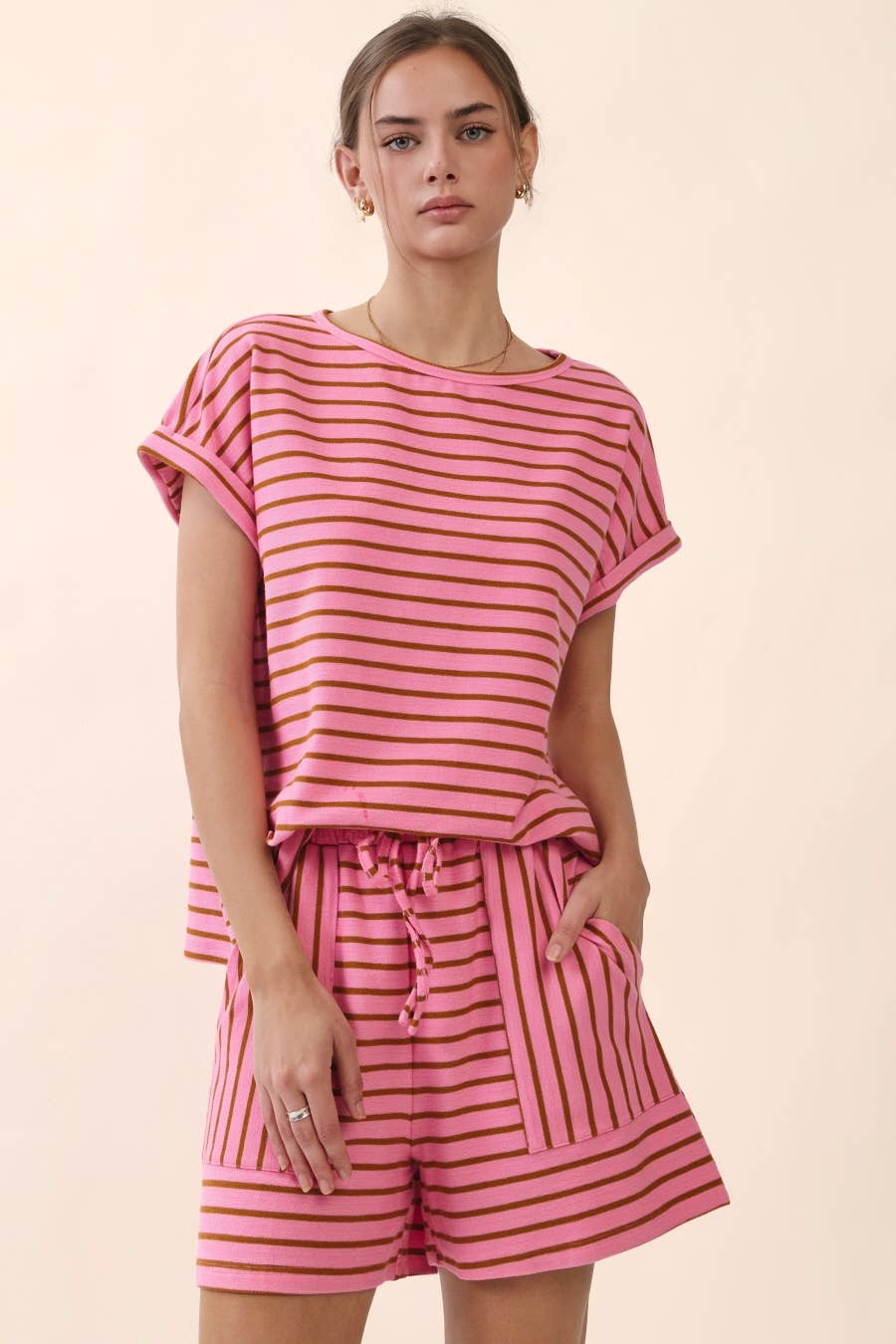 Drawstring Stripe Shorts