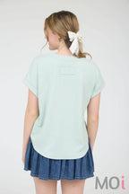 Crew Neck Cuff Sleeve Knit Top