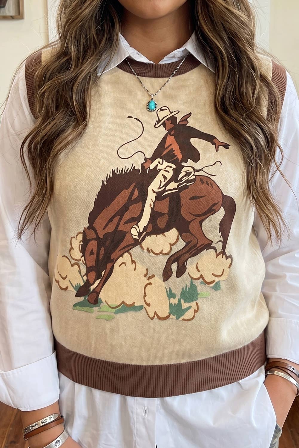 Western Rider Graphic Sweater Knit Vest