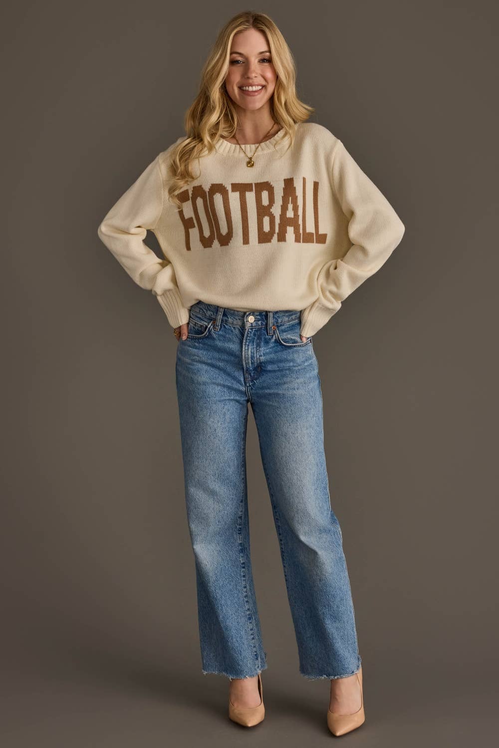 Ivory Football Sweater