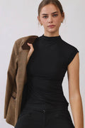 Rib Knit Mock Neck Top