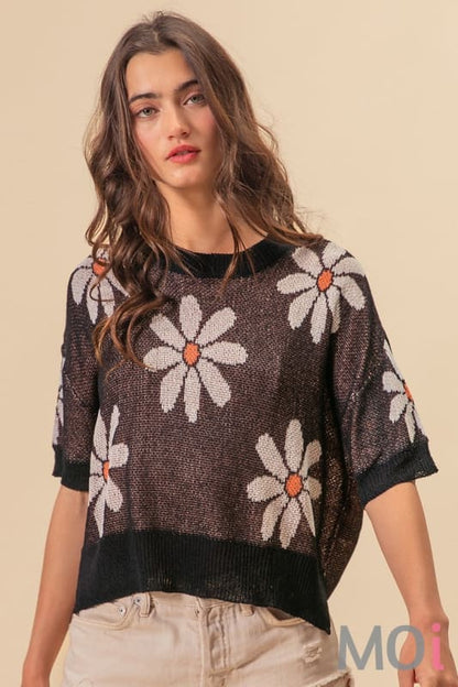 Floral Pattern Sweater Top