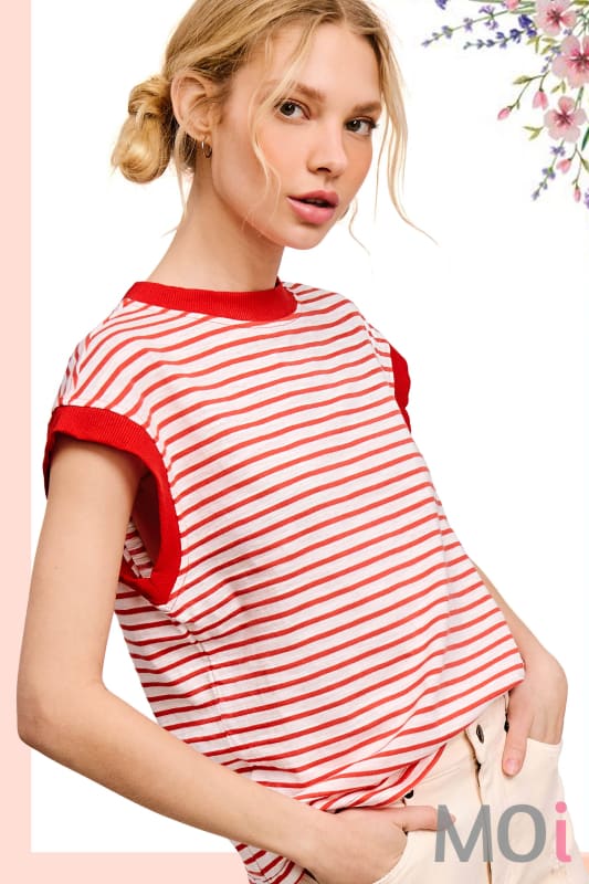 Nautical Cap Sleeve Striped Top