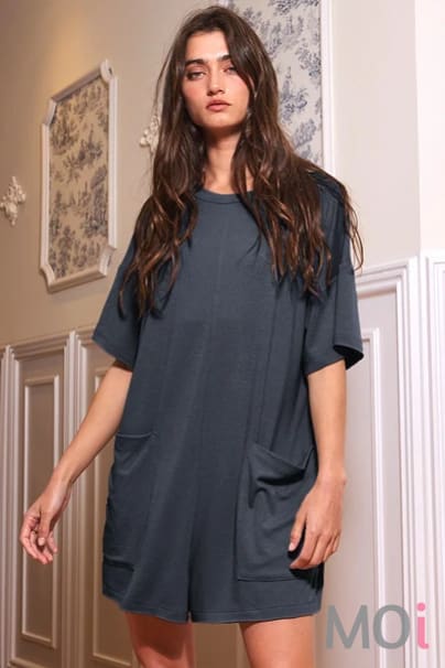 Crew Neck Oversized Solid Romper