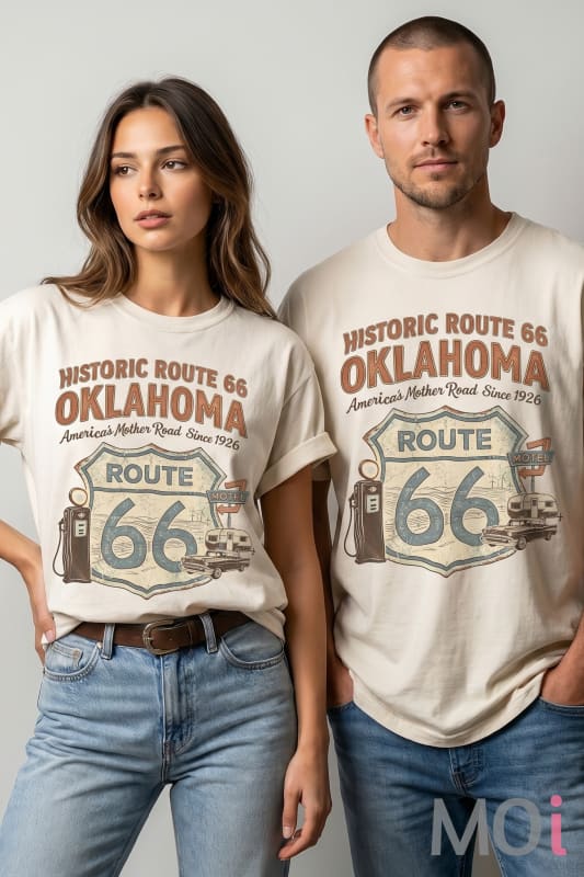 Historic Route 66 Oklahoma Tee - Vintage Mother Road Road Trip Graphic Shirt