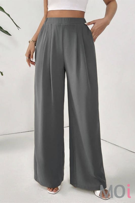 Casual stretch waist wide-leg wide-hip slacks
