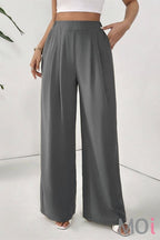 Casual stretch waist wide-leg wide-hip slacks