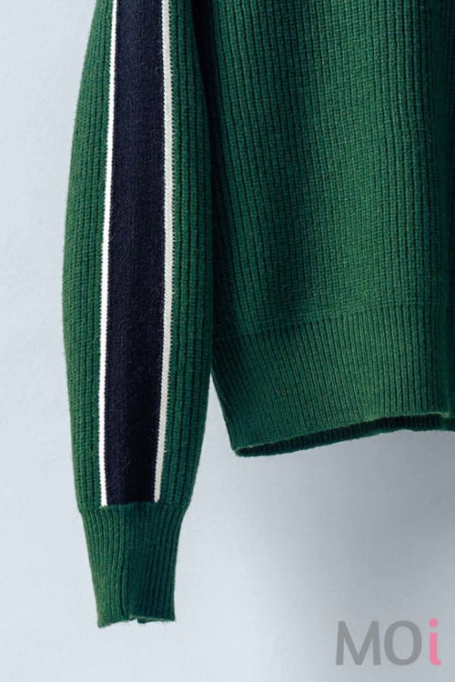 Contrast Stripe Ribbed Sweater