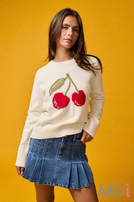 Cherry Graphic Knit Sweater