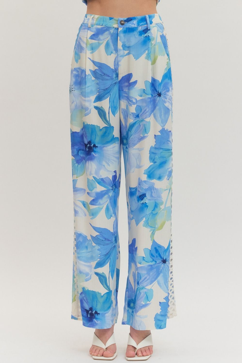 Botanical Print Wide Leg Pants