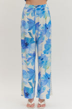 Botanical Print Wide Leg Pants