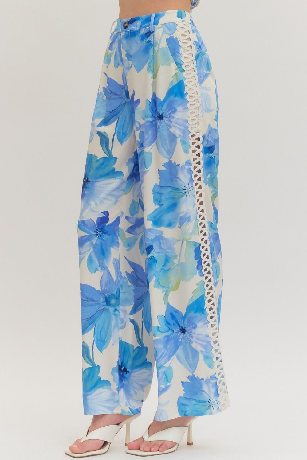 Botanical Print Wide Leg Pants