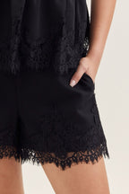 Solid Lace Trim Shorts