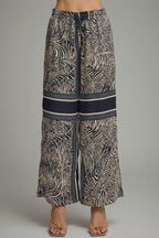 Abstract Zebra Print Wide Leg Pant