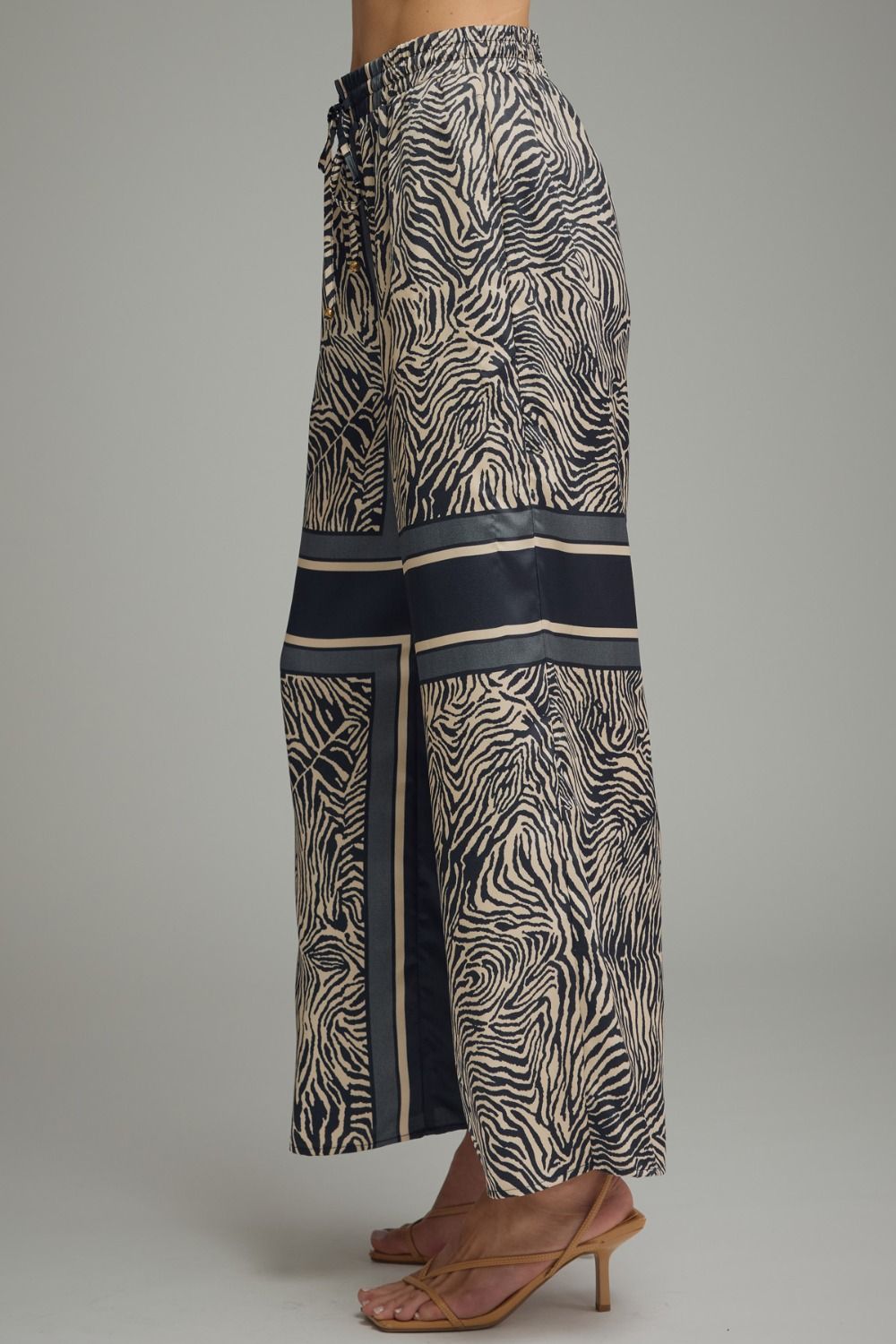 Abstract Zebra Print Wide Leg Pant