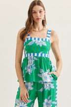 Floral Striped Contrast Trim Top