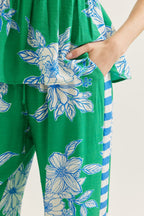 Floral Stripe Contrast Wide Leg Pants