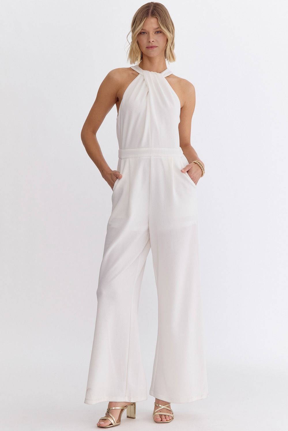 Halter Twist Neck Jumpsuit