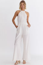 Halter Twist Neck Jumpsuit