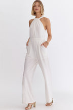 Halter Twist Neck Jumpsuit