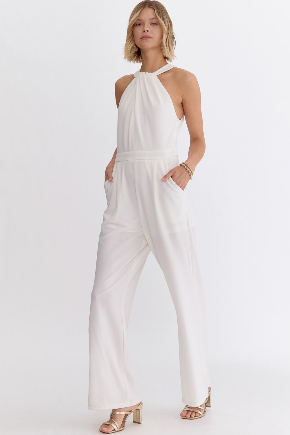 Halter Twist Neck Jumpsuit