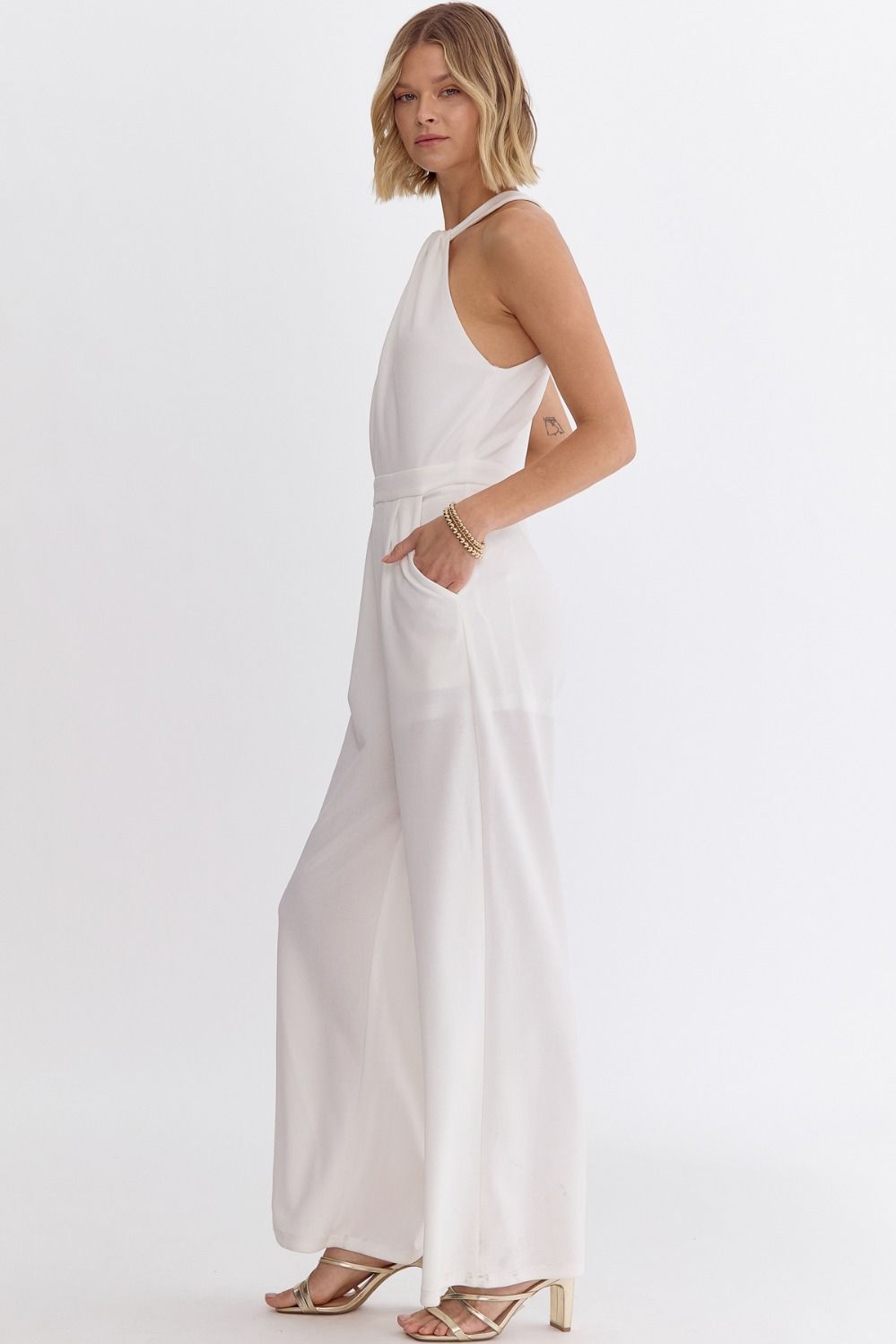Halter Twist Neck Jumpsuit