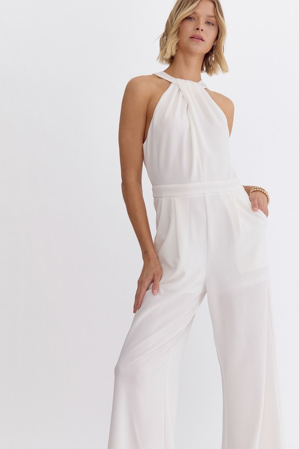 Halter Twist Neck Jumpsuit