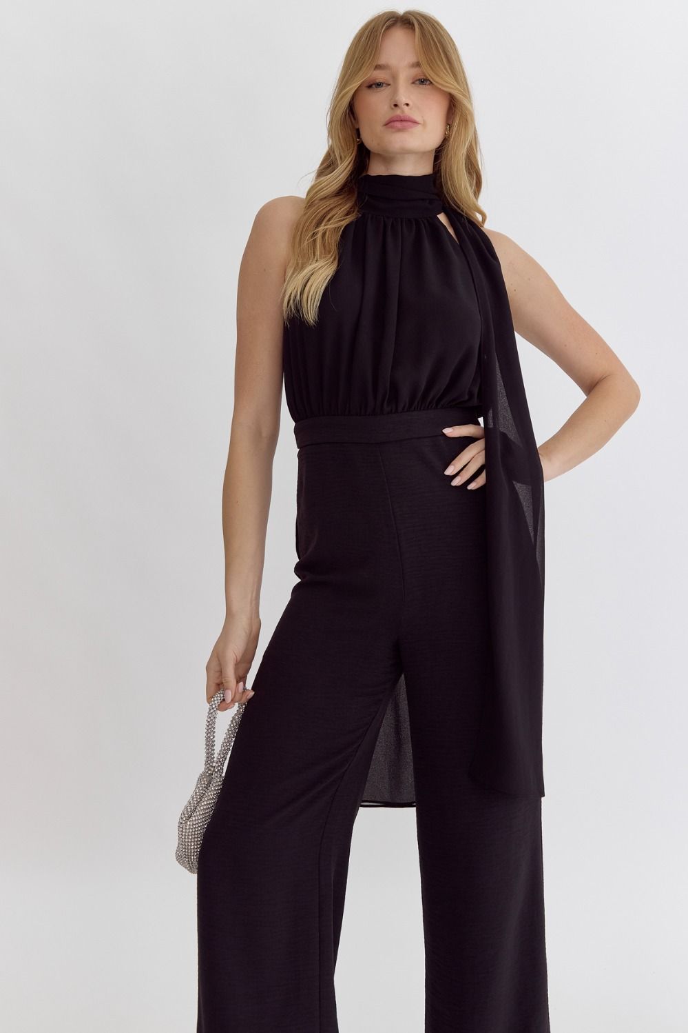 Solid Halter Neck Jumpsuit