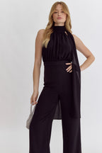 Solid Halter Neck Jumpsuit