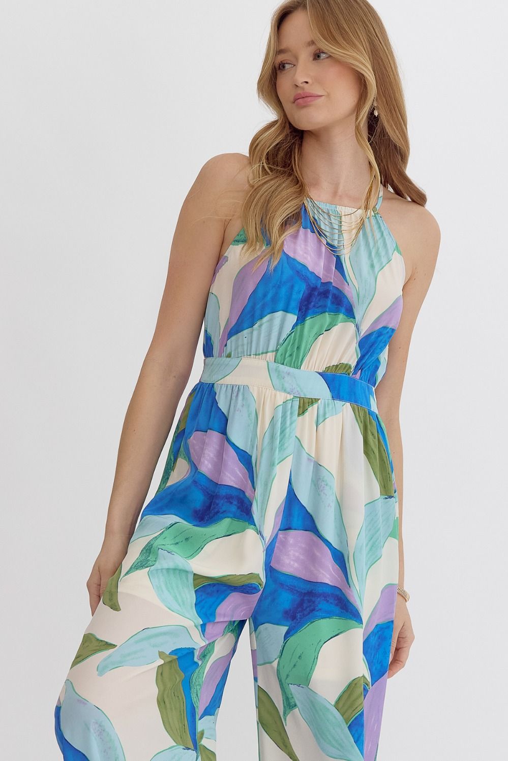 Printed Halter Neck Jumpsuit