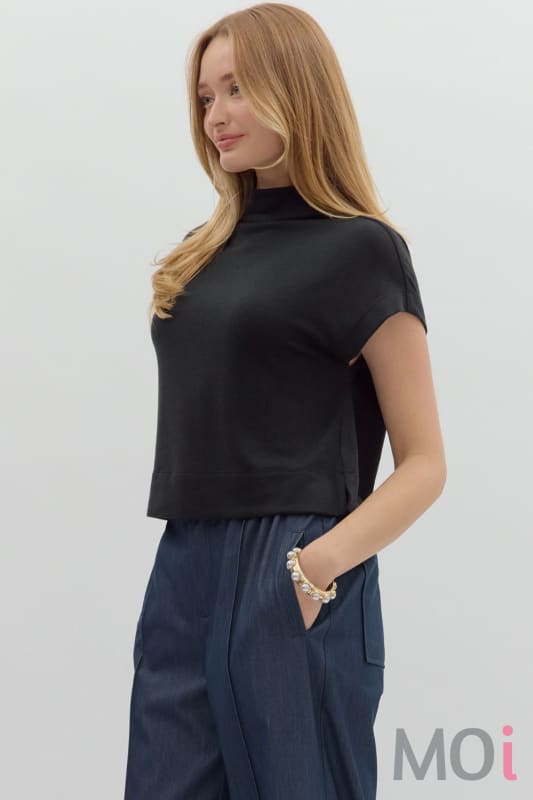 Solid Knit Mock Neck Top