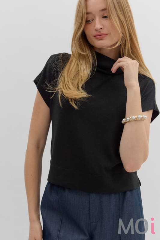 Solid Knit Mock Neck Top