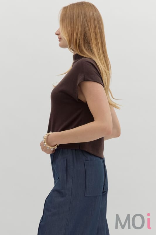 Solid Knit Mock Neck Top