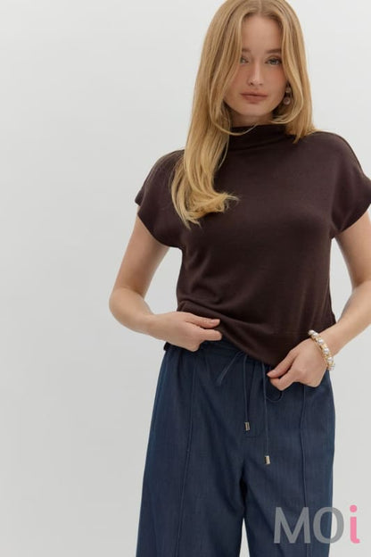 Solid Knit Mock Neck Top