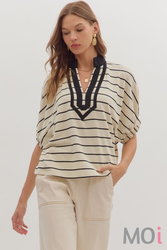 Stripe Dolman Sleeve Top