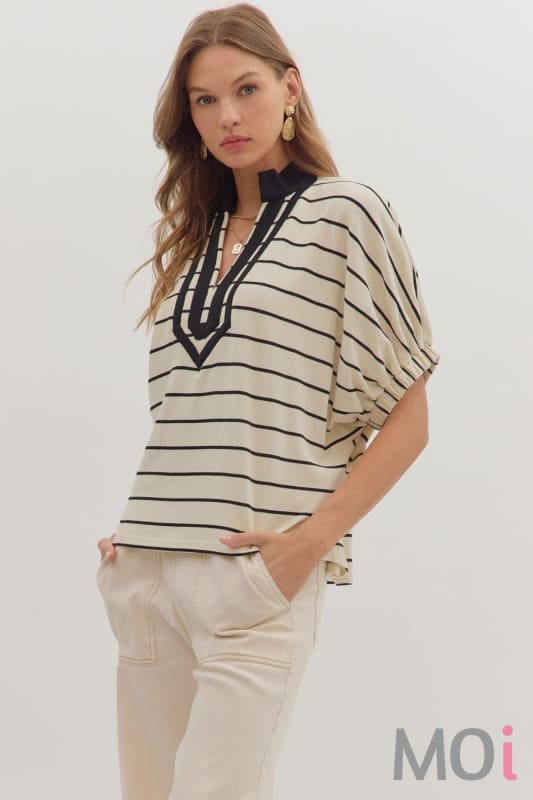 Stripe Dolman Sleeve Top