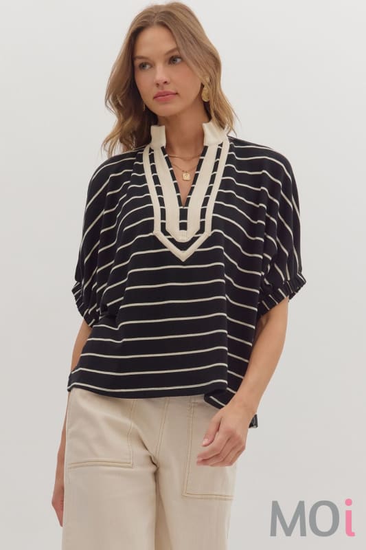 Stripe Dolman Sleeve Top