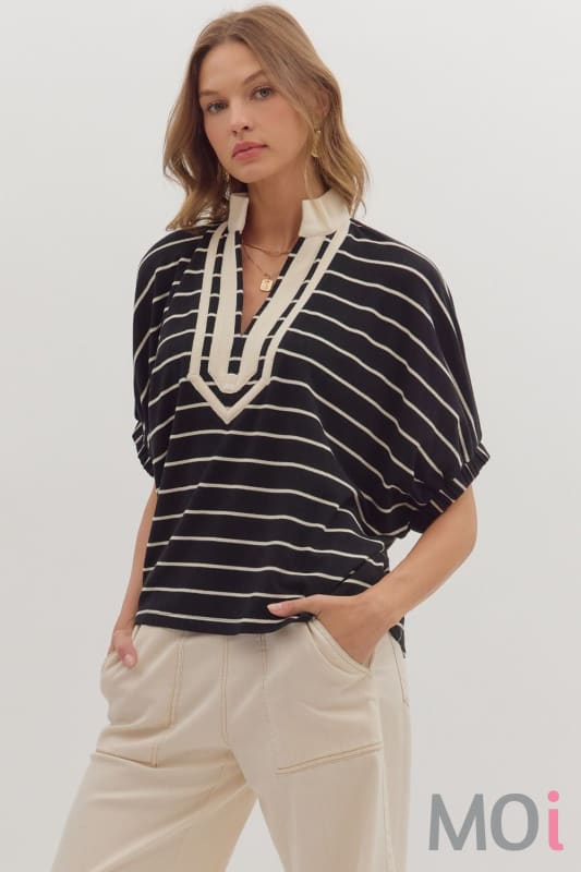 Stripe Dolman Sleeve Top