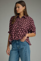 Polka Dot Ruffle Hem Detail Top