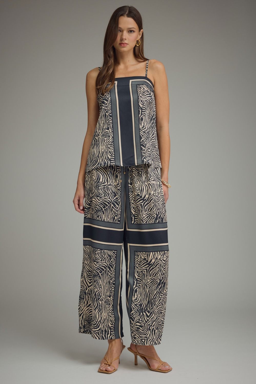 Abstract Zebra Print Wide Leg Pant