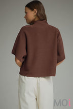 Mock Neck Short Sleeve Sweater