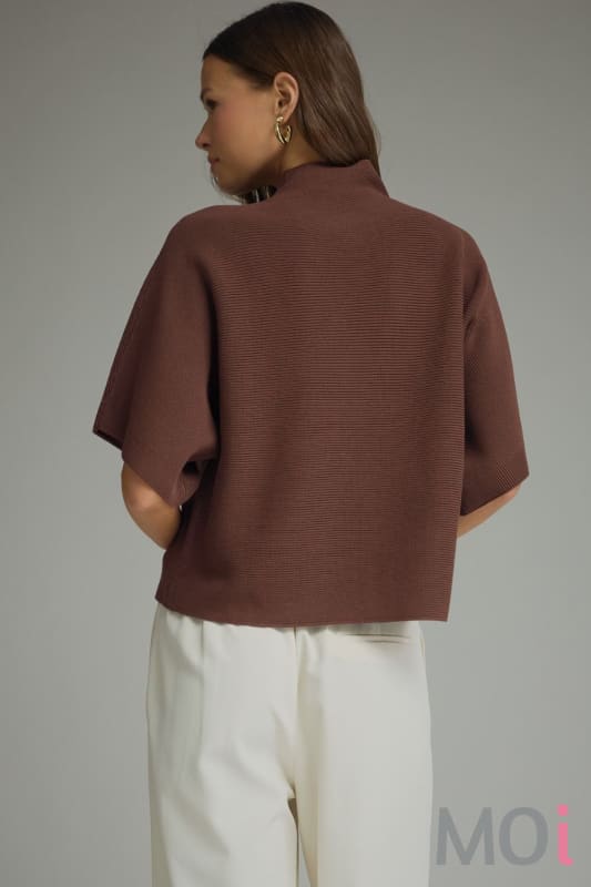 Mock Neck Short Sleeve Sweater