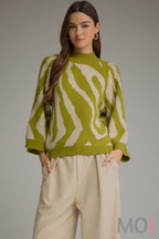 Mock Neck Abstract Print Top