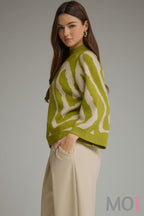 Mock Neck Abstract Print Top