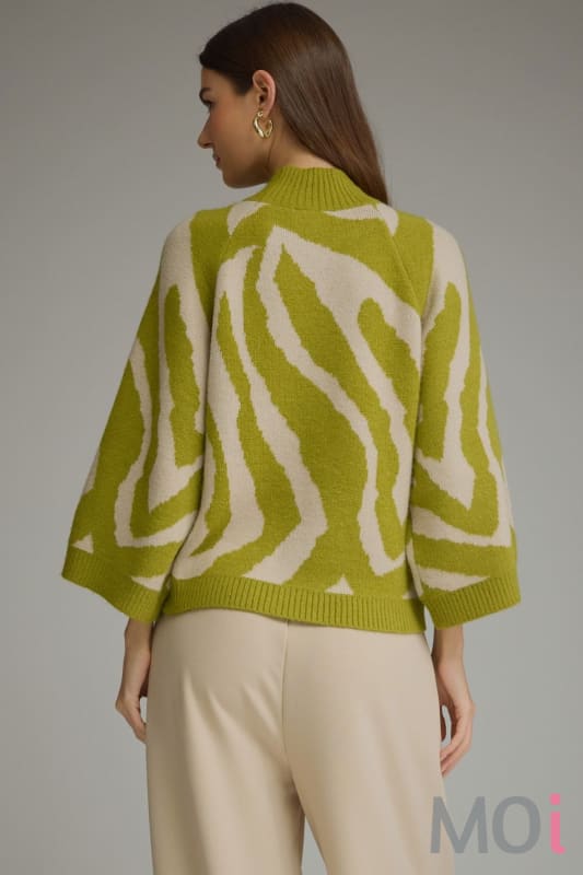 Mock Neck Abstract Print Top