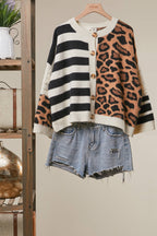 Bold Stripe and Leopard Cardigan