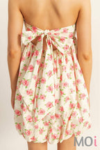Floral Strapless Bubble Hem Mini Dress