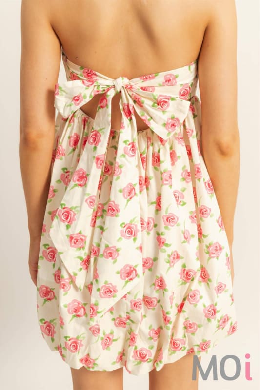 Floral Strapless Bubble Hem Mini Dress