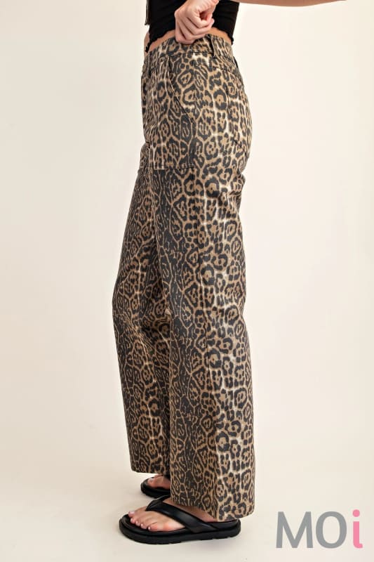 Leopard Print Flare Jeans