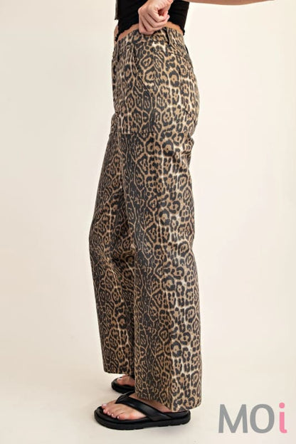Leopard Print Flare Jeans